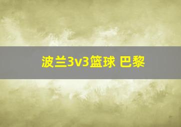 波兰3v3篮球 巴黎